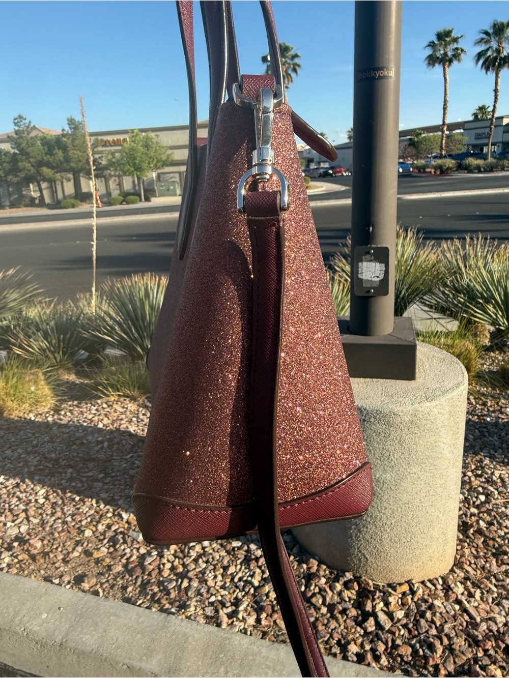 kate spade glitter satchel in burgundy - Picture 4 of 7
